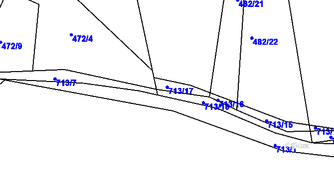 Parcela st. 713/17 v KÚ Plchůvky, Katastrální mapa