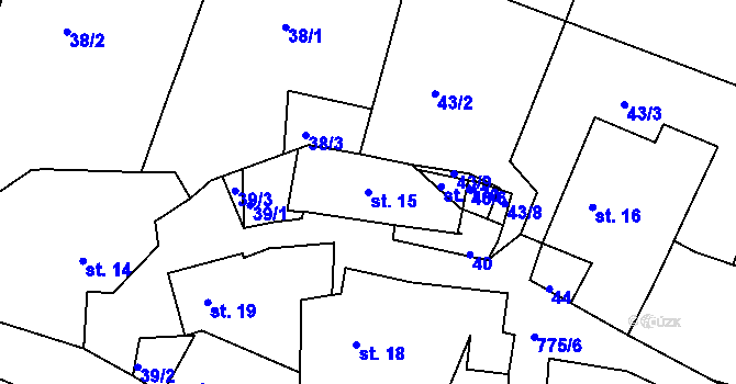 Parcela st. 15 v KÚ Plískov, Katastrální mapa