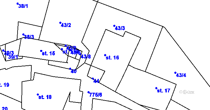 Parcela st. 16 v KÚ Plískov, Katastrální mapa