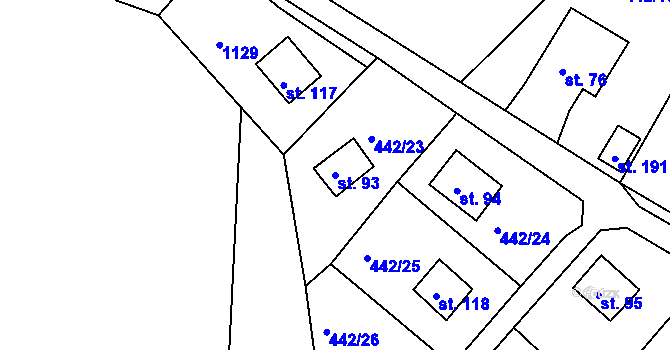 Parcela st. 93 v KÚ Plískov, Katastrální mapa