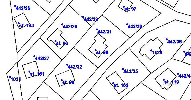 Parcela st. 98 v KÚ Plískov, Katastrální mapa