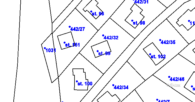 Parcela st. 99 v KÚ Plískov, Katastrální mapa