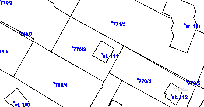 Parcela st. 111 v KÚ Plískov, Katastrální mapa
