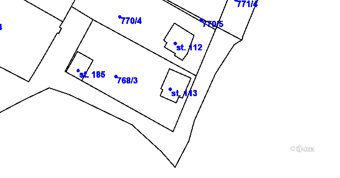 Parcela st. 113 v KÚ Plískov, Katastrální mapa