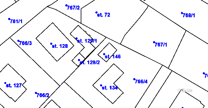 Parcela st. 146 v KÚ Plískov, Katastrální mapa