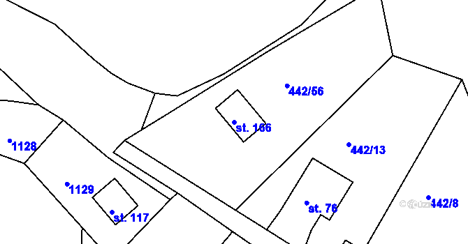 Parcela st. 166 v KÚ Plískov, Katastrální mapa