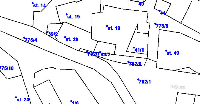 Parcela st. 41/2 v KÚ Plískov, Katastrální mapa