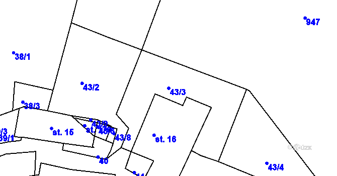 Parcela st. 43/3 v KÚ Plískov, Katastrální mapa