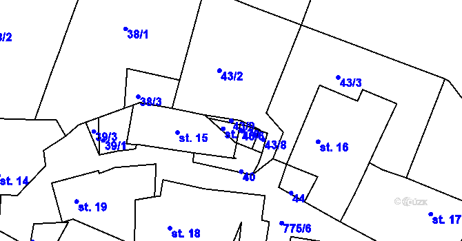 Parcela st. 43/9 v KÚ Plískov, Katastrální mapa