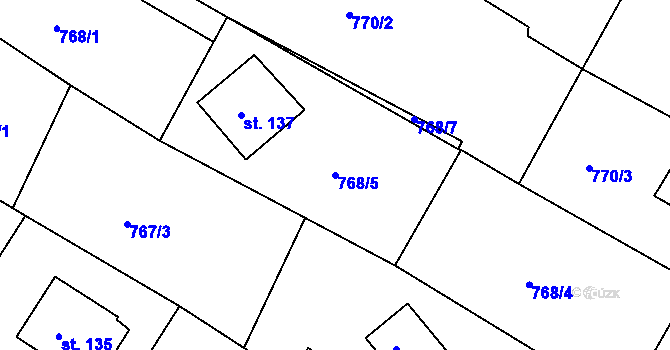 Parcela st. 768/5 v KÚ Plískov, Katastrální mapa