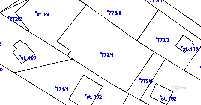 Parcela st. 772/1 v KÚ Plískov, Katastrální mapa