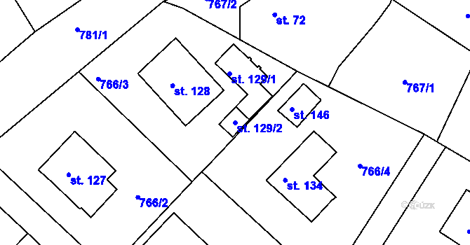 Parcela st. 129/2 v KÚ Plískov, Katastrální mapa
