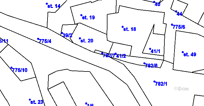 Parcela st. 782/7 v KÚ Plískov, Katastrální mapa