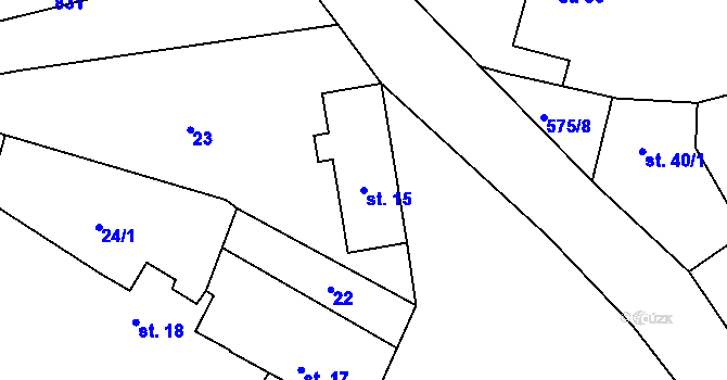 Parcela st. 15 v KÚ Plíškovice, Katastrální mapa