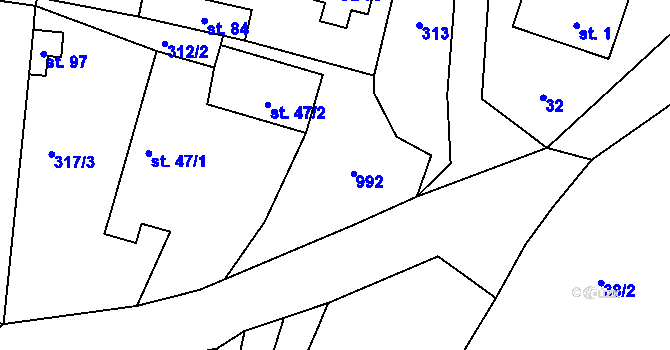 Parcela st. 47/4 v KÚ Plíškovice, Katastrální mapa