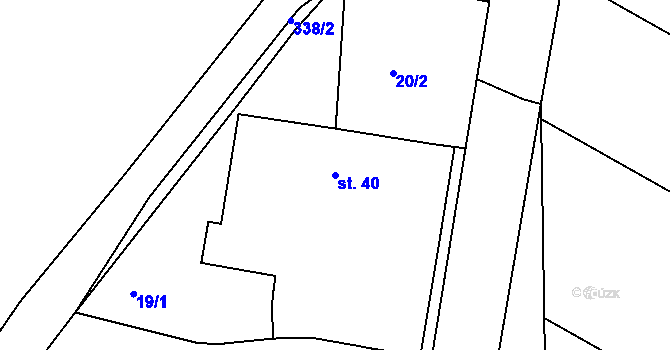Parcela st. 40 v KÚ Ráztely, Katastrální mapa