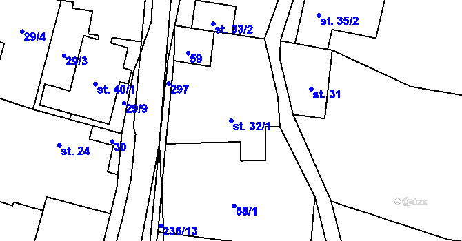 Parcela st. 32/1 v KÚ Ploskovice, Katastrální mapa