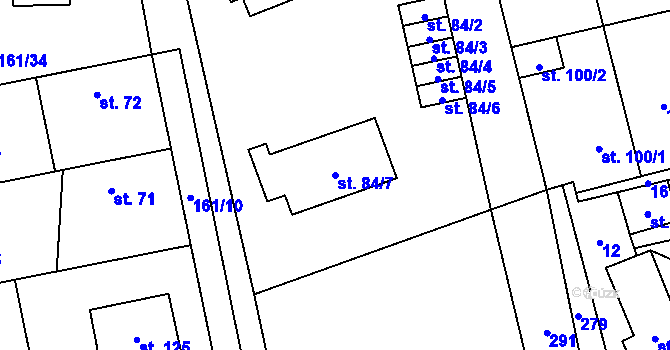 Parcela st. 84/7 v KÚ Ploskovice, Katastrální mapa