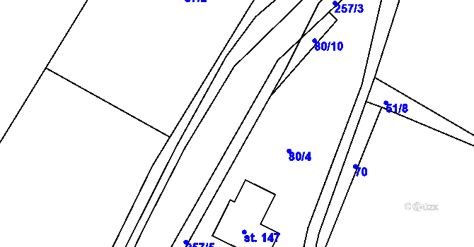 Parcela st. 257/4 v KÚ Ploskovice, Katastrální mapa