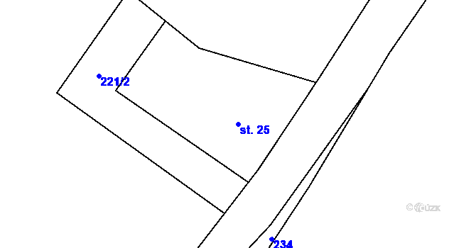 Parcela st. 25 v KÚ Těchobuzice, Katastrální mapa