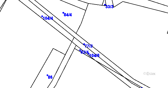 Parcela st. 77/2 v KÚ Těchobuzice, Katastrální mapa