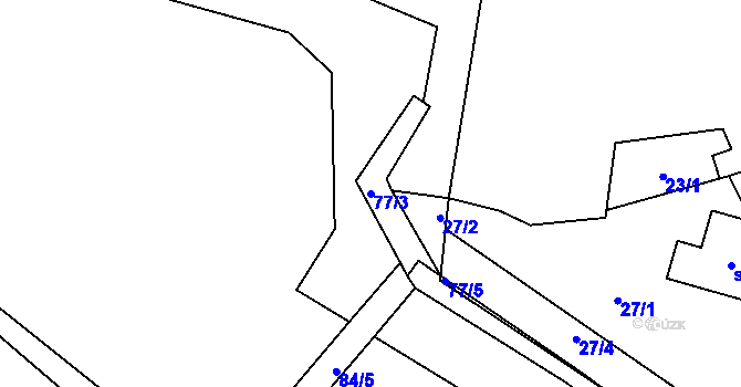Parcela st. 77/3 v KÚ Těchobuzice, Katastrální mapa