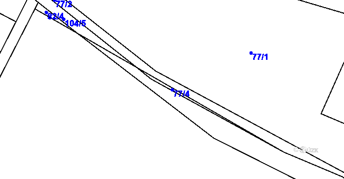 Parcela st. 77/4 v KÚ Těchobuzice, Katastrální mapa
