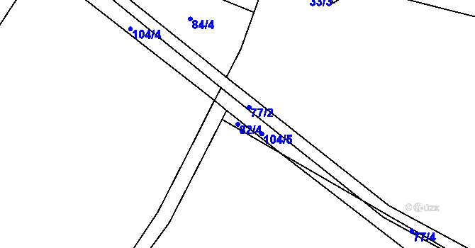 Parcela st. 82/4 v KÚ Těchobuzice, Katastrální mapa