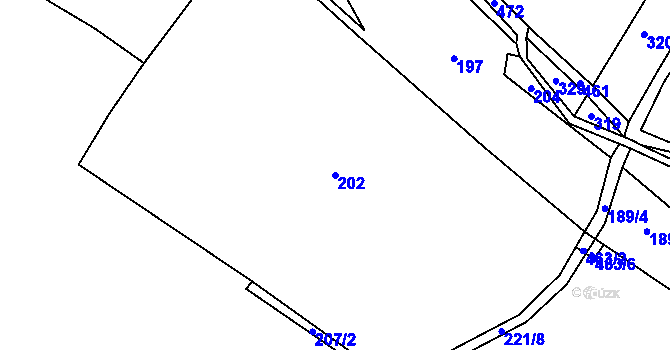 Parcela st. 202 v KÚ Těchobuzice, Katastrální mapa