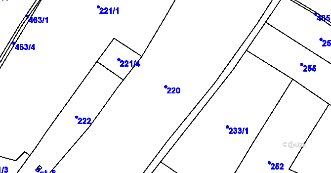 Parcela st. 220 v KÚ Těchobuzice, Katastrální mapa