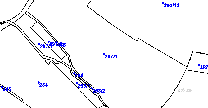 Parcela st. 267/1 v KÚ Těchobuzice, Katastrální mapa