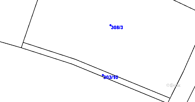 Parcela st. 308/2 v KÚ Těchobuzice, Katastrální mapa