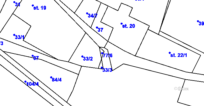 Parcela st. 77/6 v KÚ Těchobuzice, Katastrální mapa