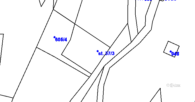 Parcela st. 37/3 v KÚ Vinné, Katastrální mapa