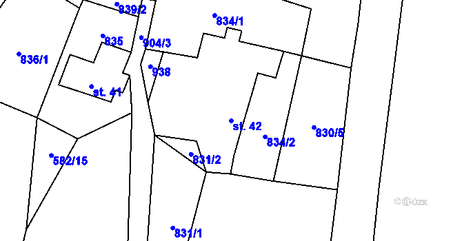 Parcela st. 42 v KÚ Vinné, Katastrální mapa