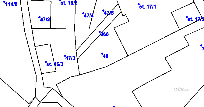 Parcela st. 48 v KÚ Vinné, Katastrální mapa