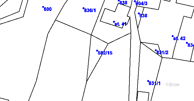 Parcela st. 582/15 v KÚ Vinné, Katastrální mapa