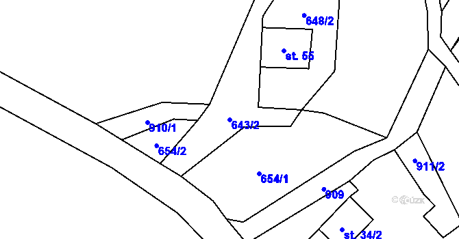 Parcela st. 643/2 v KÚ Vinné, Katastrální mapa