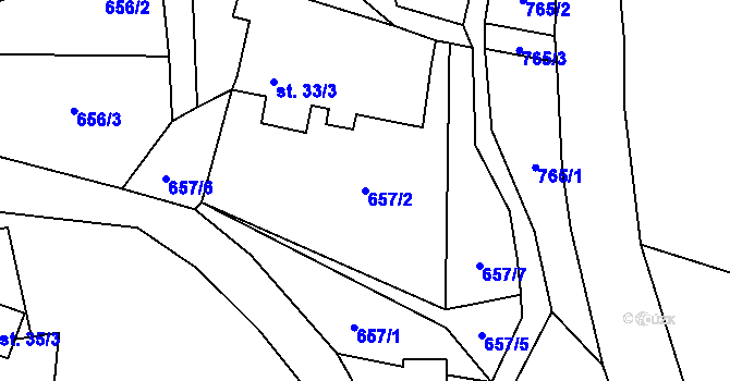 Parcela st. 657/2 v KÚ Vinné, Katastrální mapa