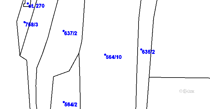 Parcela st. 564/10 v KÚ Vinné, Katastrální mapa