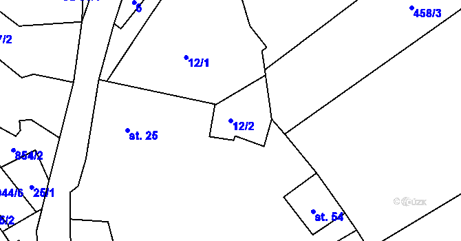 Parcela st. 12/2 v KÚ Vinné, Katastrální mapa