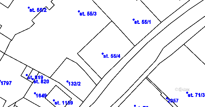 Parcela st. 55/4 v KÚ Plotiště nad Labem, Katastrální mapa
