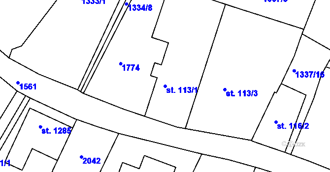 Parcela st. 113/1 v KÚ Plotiště nad Labem, Katastrální mapa