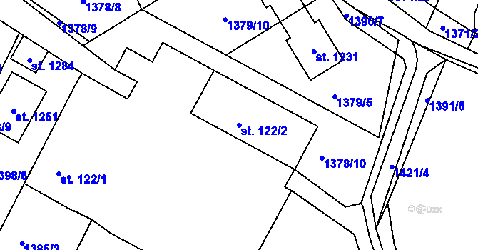 Parcela st. 122/2 v KÚ Plotiště nad Labem, Katastrální mapa