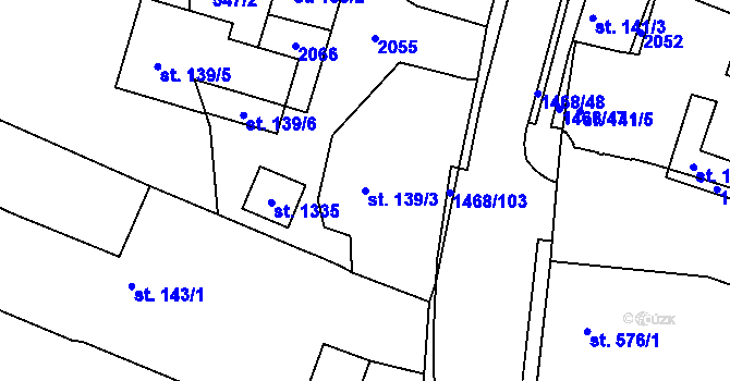 Parcela st. 139/3 v KÚ Plotiště nad Labem, Katastrální mapa