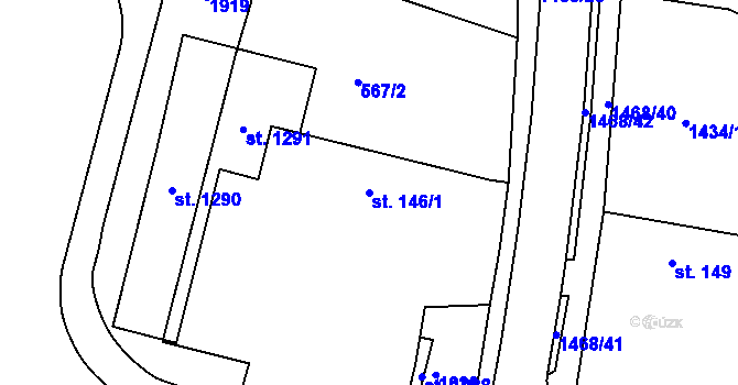 Parcela st. 146/1 v KÚ Plotiště nad Labem, Katastrální mapa