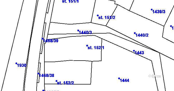 Parcela st. 152/1 v KÚ Plotiště nad Labem, Katastrální mapa