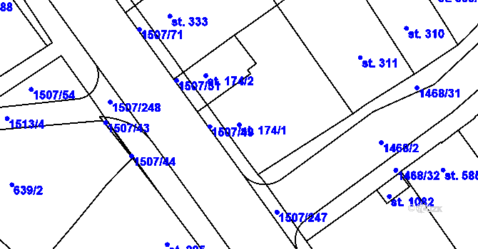 Parcela st. 174/1 v KÚ Plotiště nad Labem, Katastrální mapa
