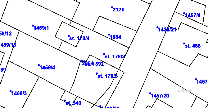 Parcela st. 178/2 v KÚ Plotiště nad Labem, Katastrální mapa