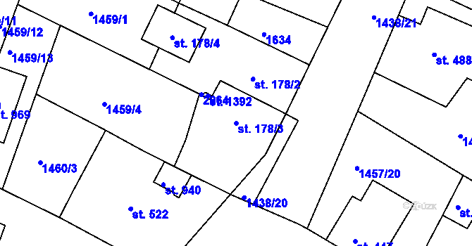Parcela st. 178/3 v KÚ Plotiště nad Labem, Katastrální mapa